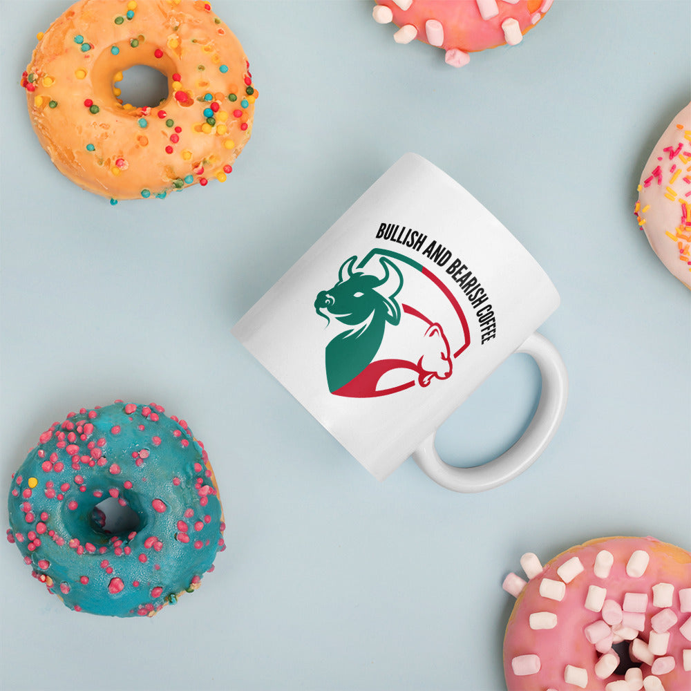 Bullish and Bearish White Glossy Mug
