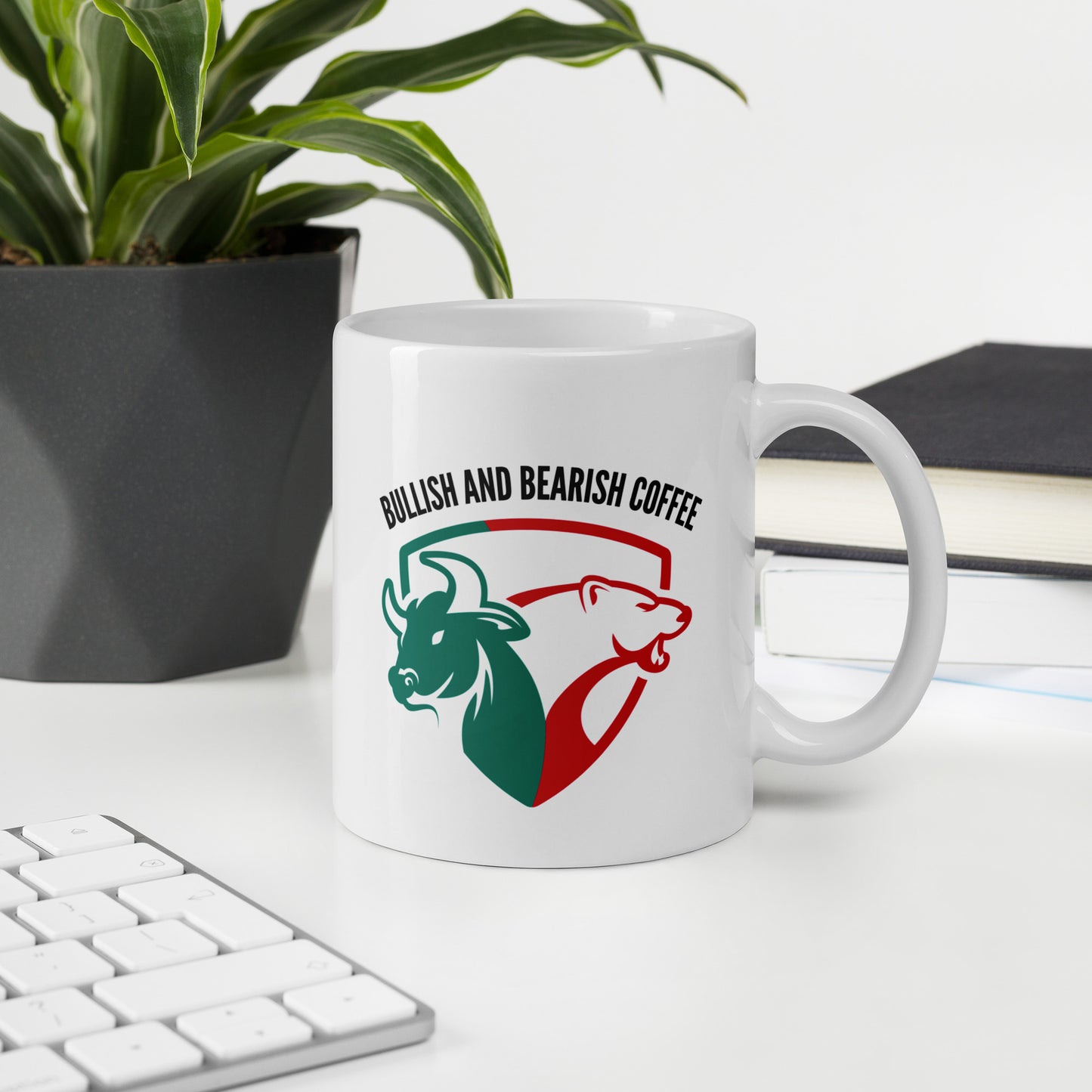 Bullish and Bearish White Glossy Mug